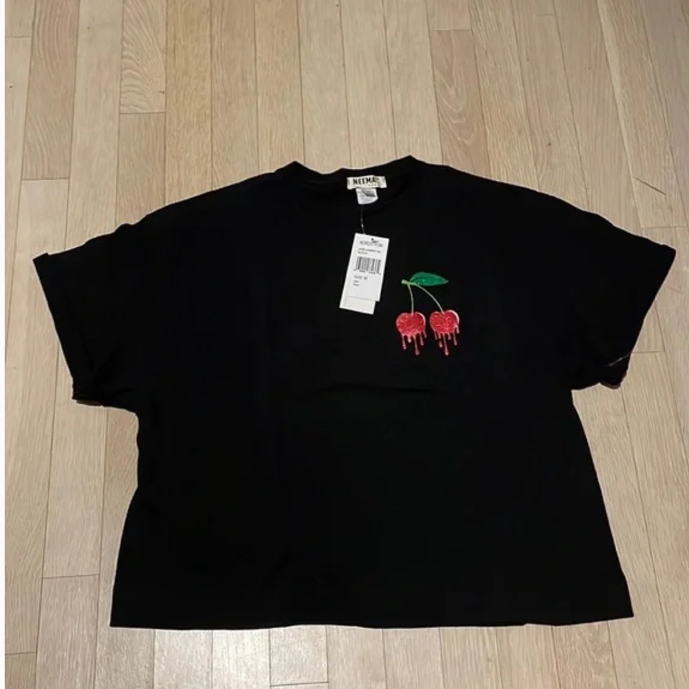 NWT Neema California jazz Cherry crop tee M